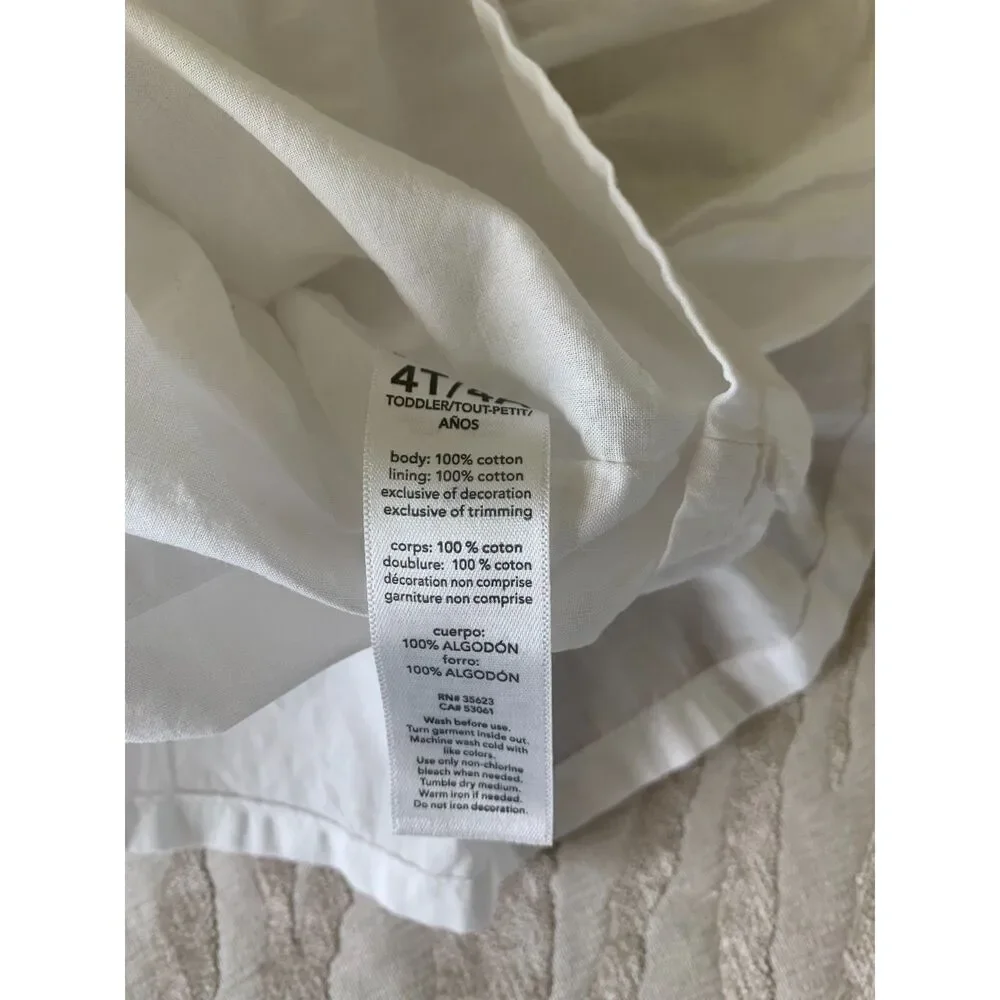 OshKosh B'gosh Toddler Girls' Cotton Pintuck Tiered White Dress 4T